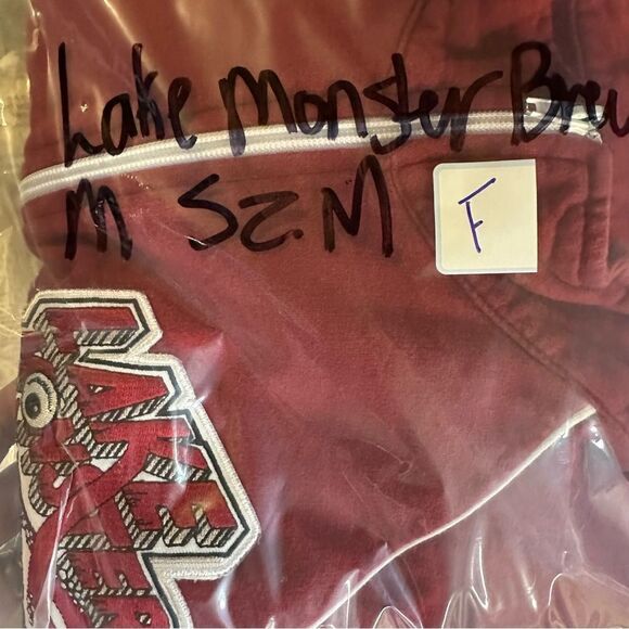 LAKE MONSTER BREWING Ca Fleece Red Zip Front Sweatshirt Size Medium - Picture 13 of 13